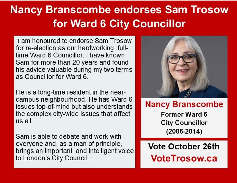 A photo of an endorsement for Sam from Nancy Branscombe